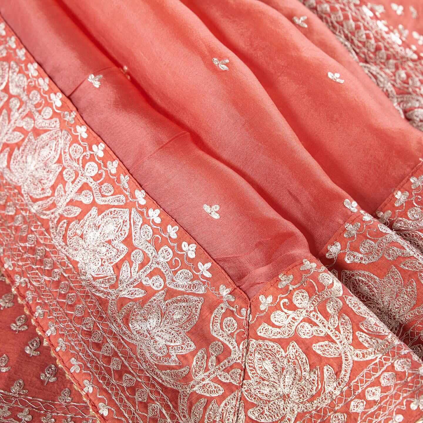 Peach Saree in Organza Silk With Dori And Sequence Work