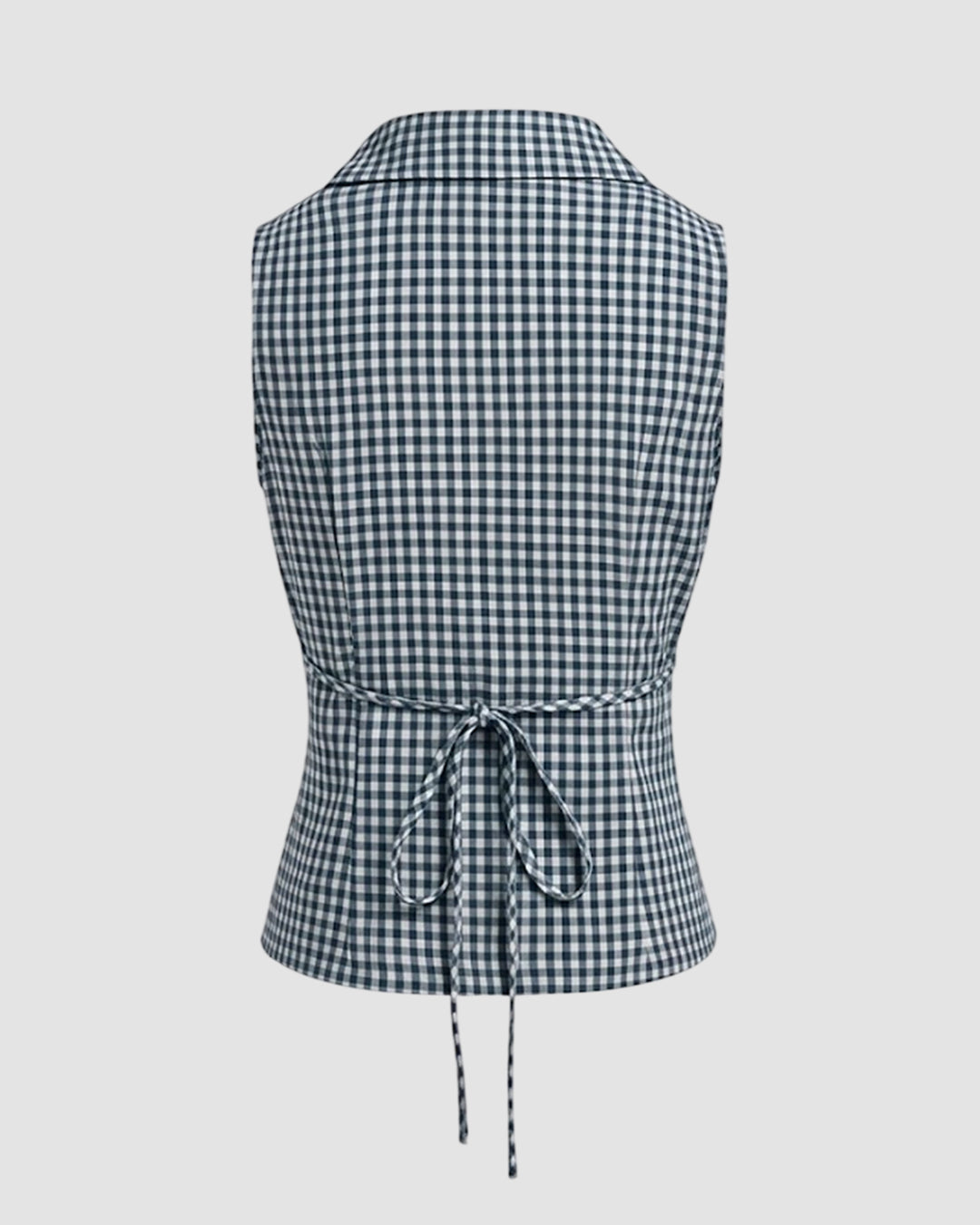 Peter Pan Collar Gingham Knotted Tank Top