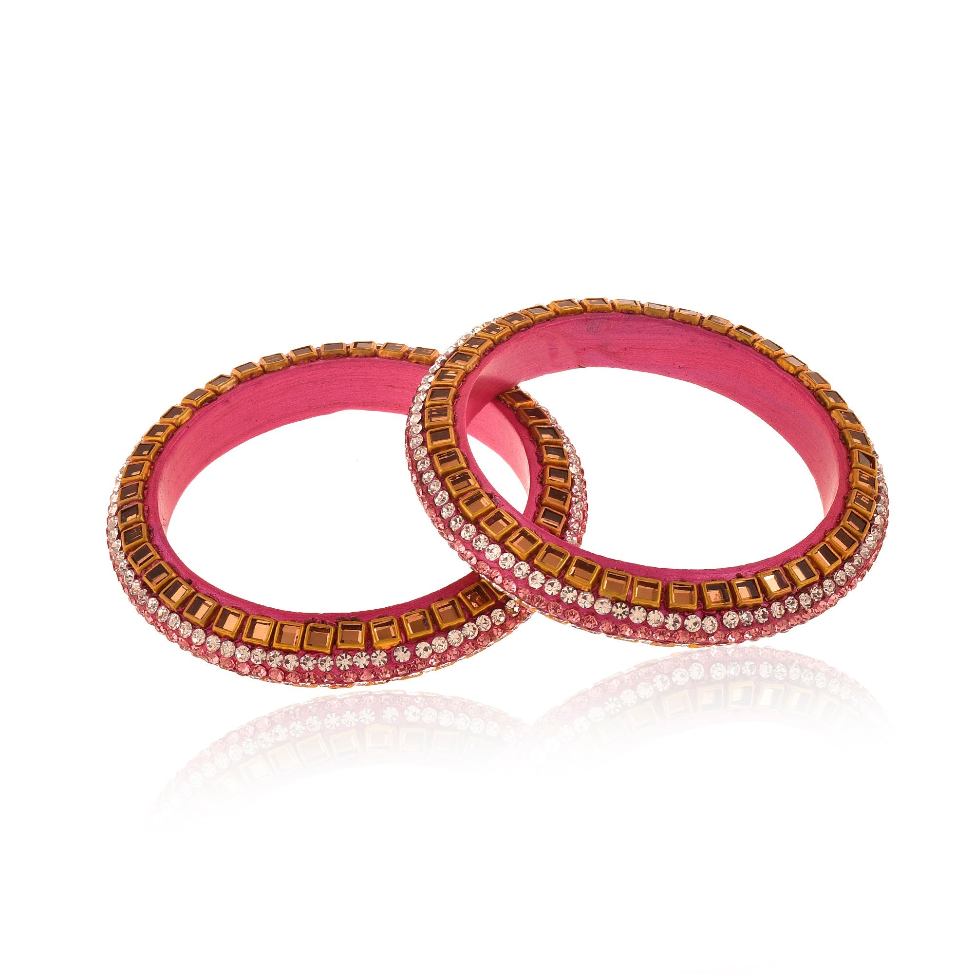 Sukriti Kundan Pink Lac Bangle - Set of 2