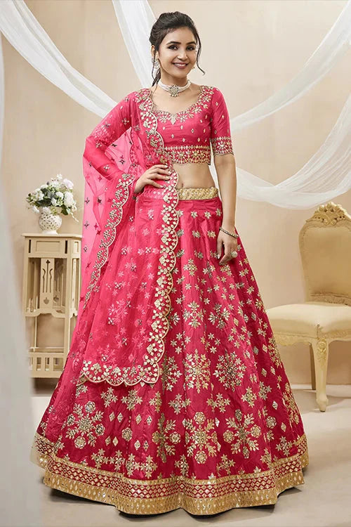 Beautiful Pink Traditional Embroidered Lehenga Choli