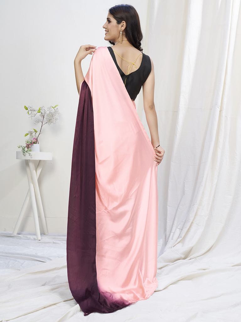 Pink-Wine Lycra Based Saree