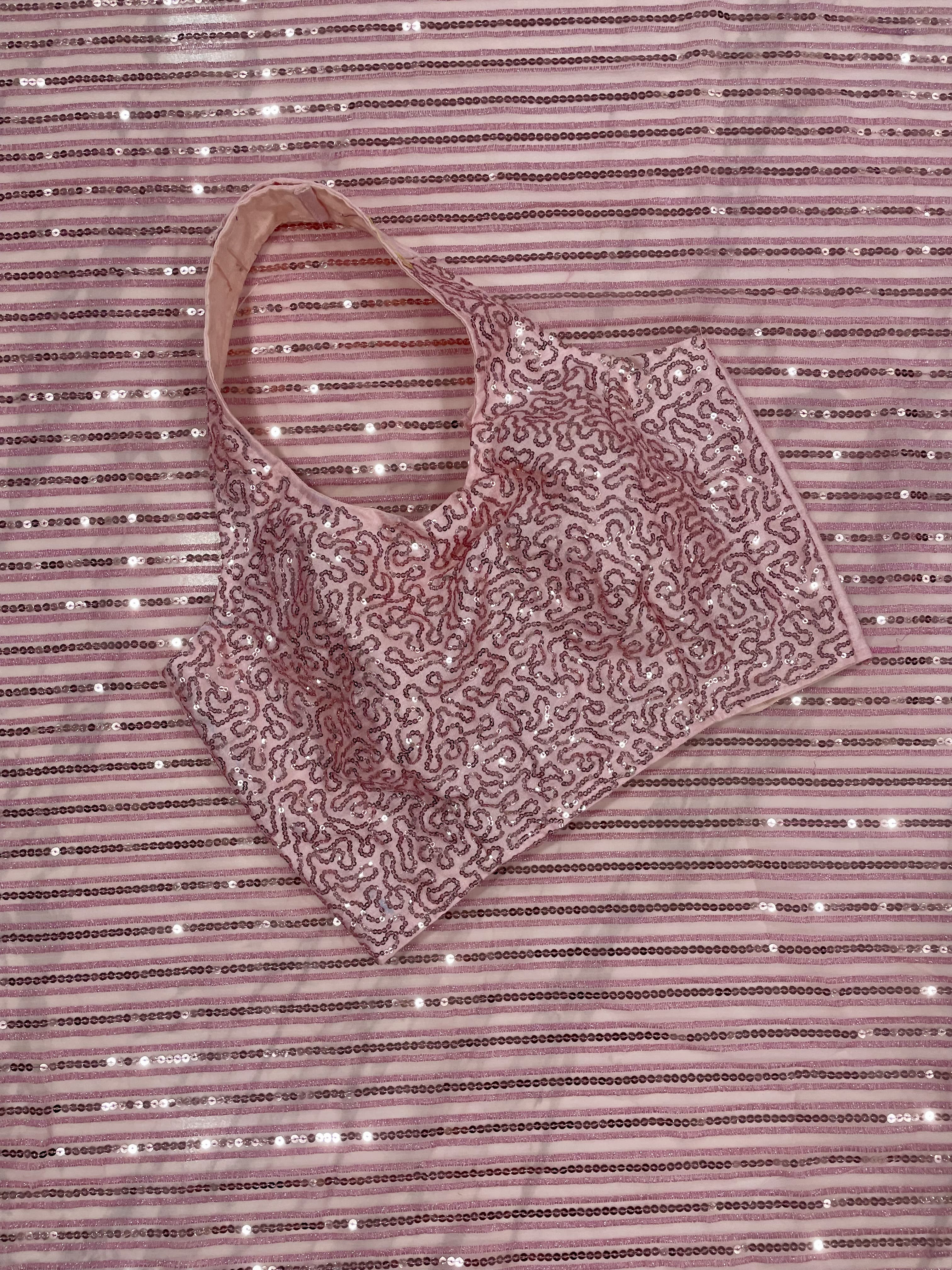 Pink Saree in Georgette With Sequence and Zari Work