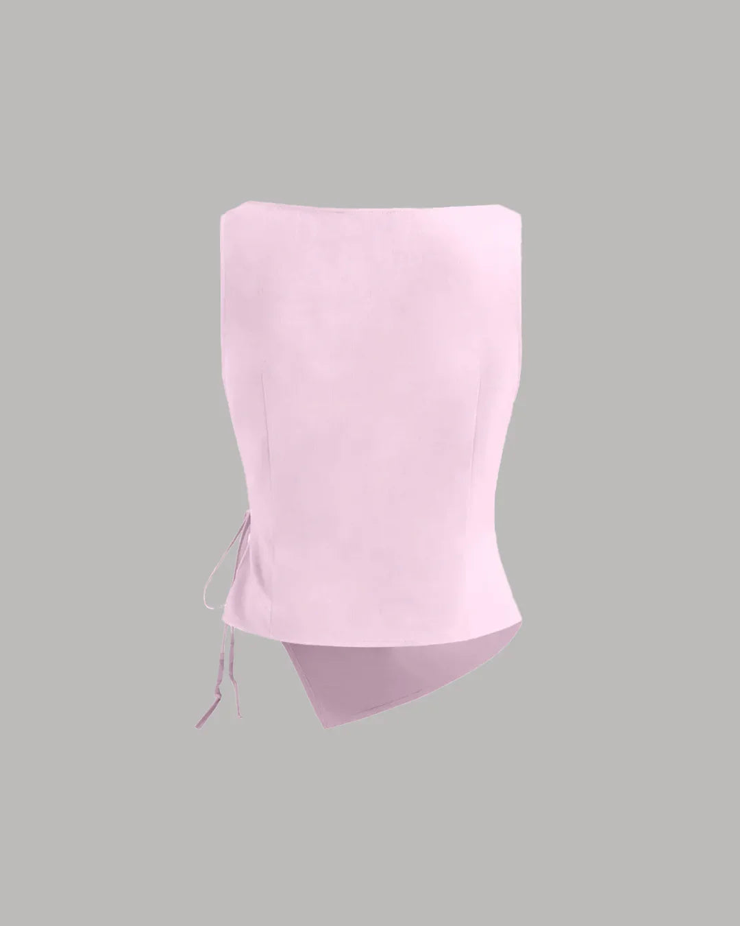 Pink Asymmetrical Ruched Side Tie Sleeveless Top