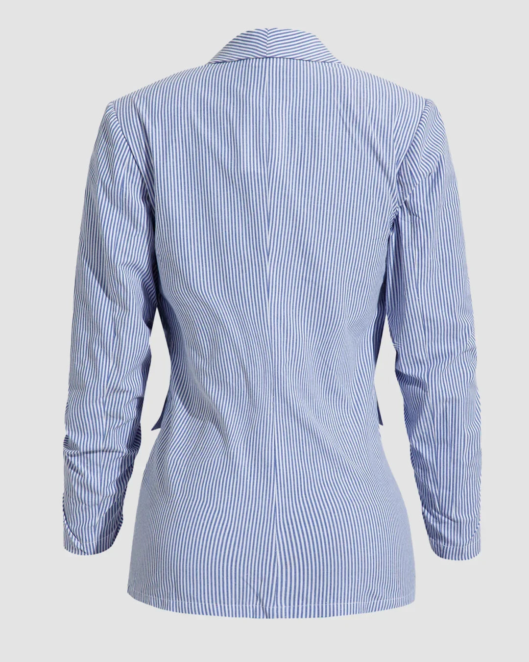 Pinstripe Blazer with Ruched Sleeves