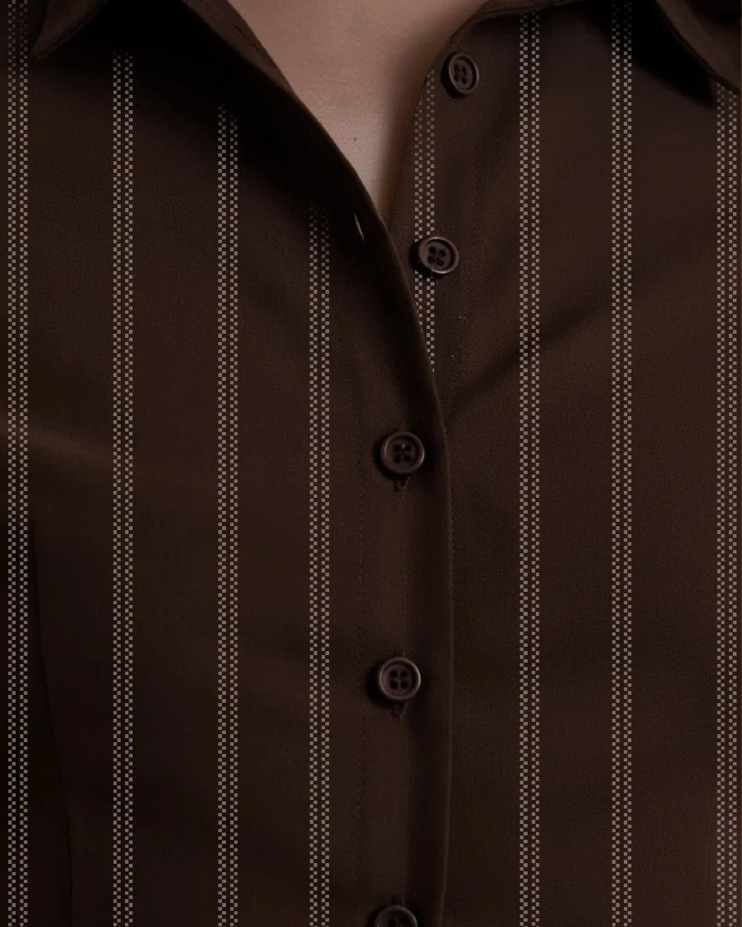 Pinstripe Fitted Long Sleeve Collared Shirt