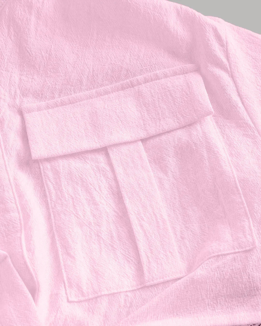 Pleated Button-Up Crop Top in Pink