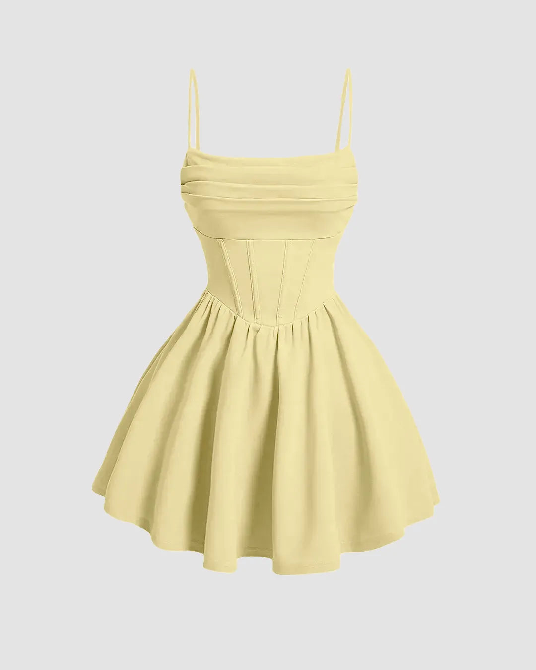 Pleated Waist Cami Short Dress In GT Vanilla