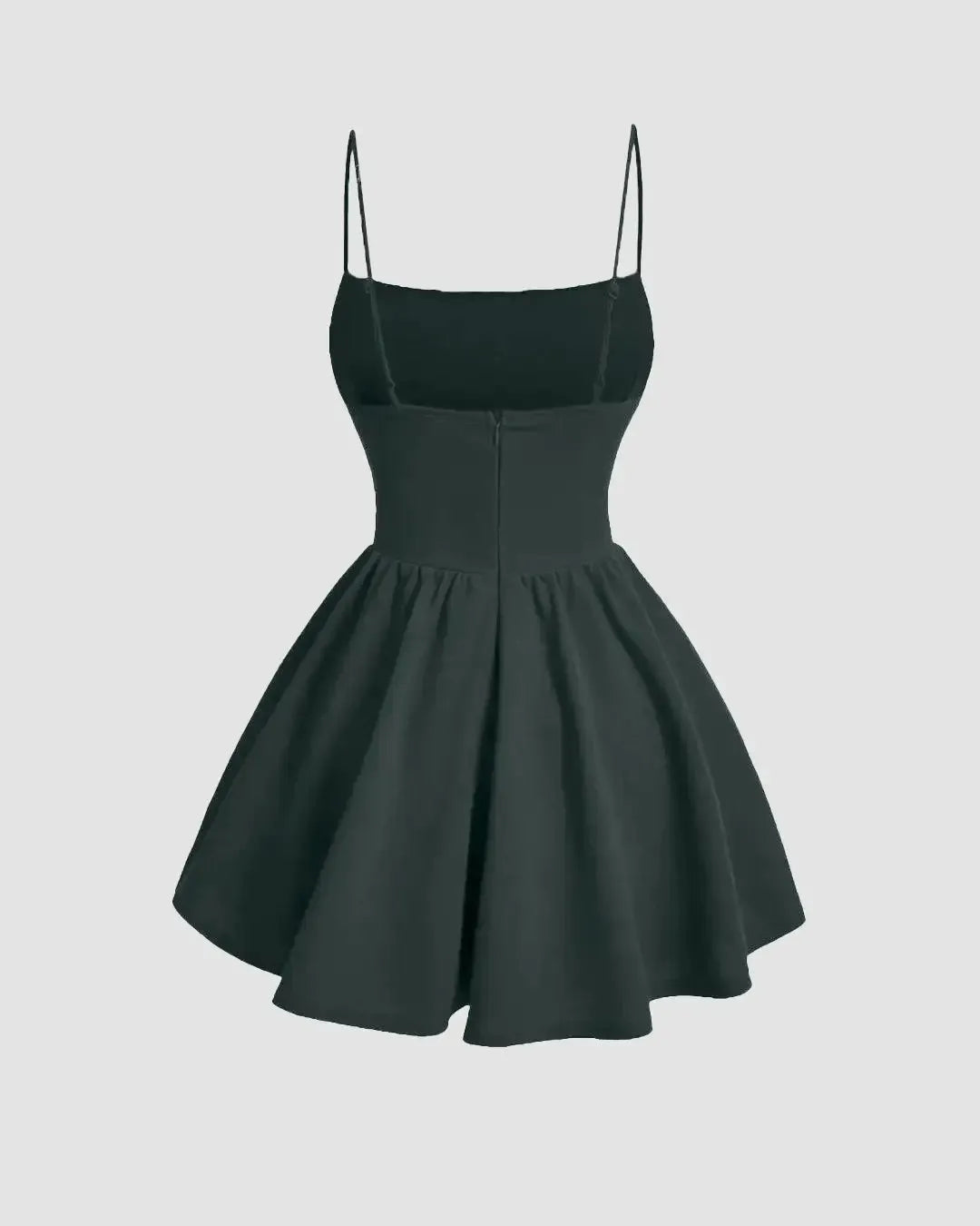 Pleated Waist Cami Short Dress In Olive Green