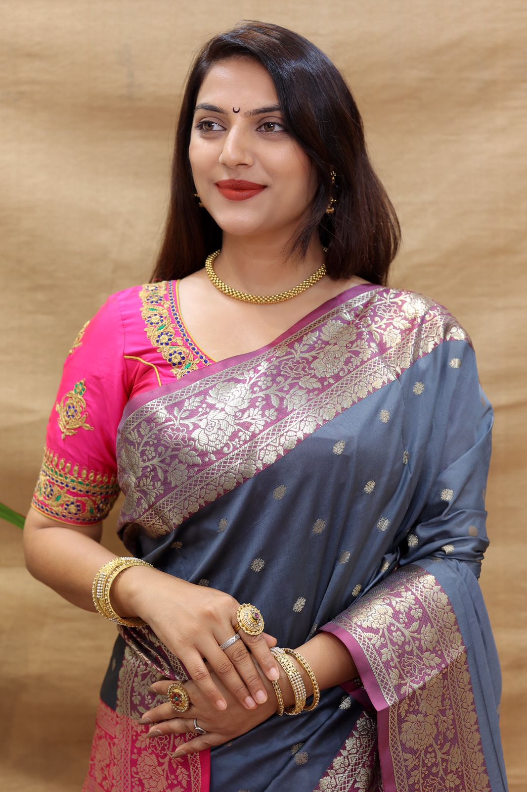 Transcendent Grey Soft Banarasi Silk Saree With Engrossing Blouse Piece