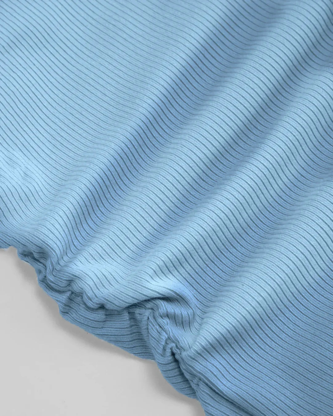Powder Blue Sleeveless High Neck Ruched Side Top