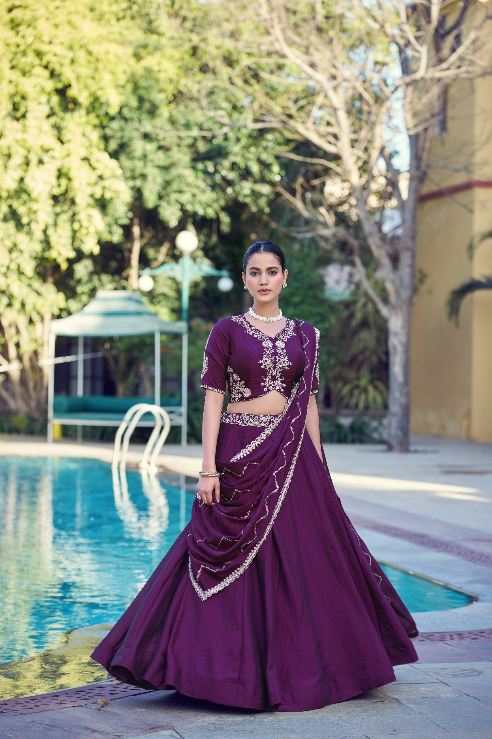 Purple Rangoli Crush Lehenga Set