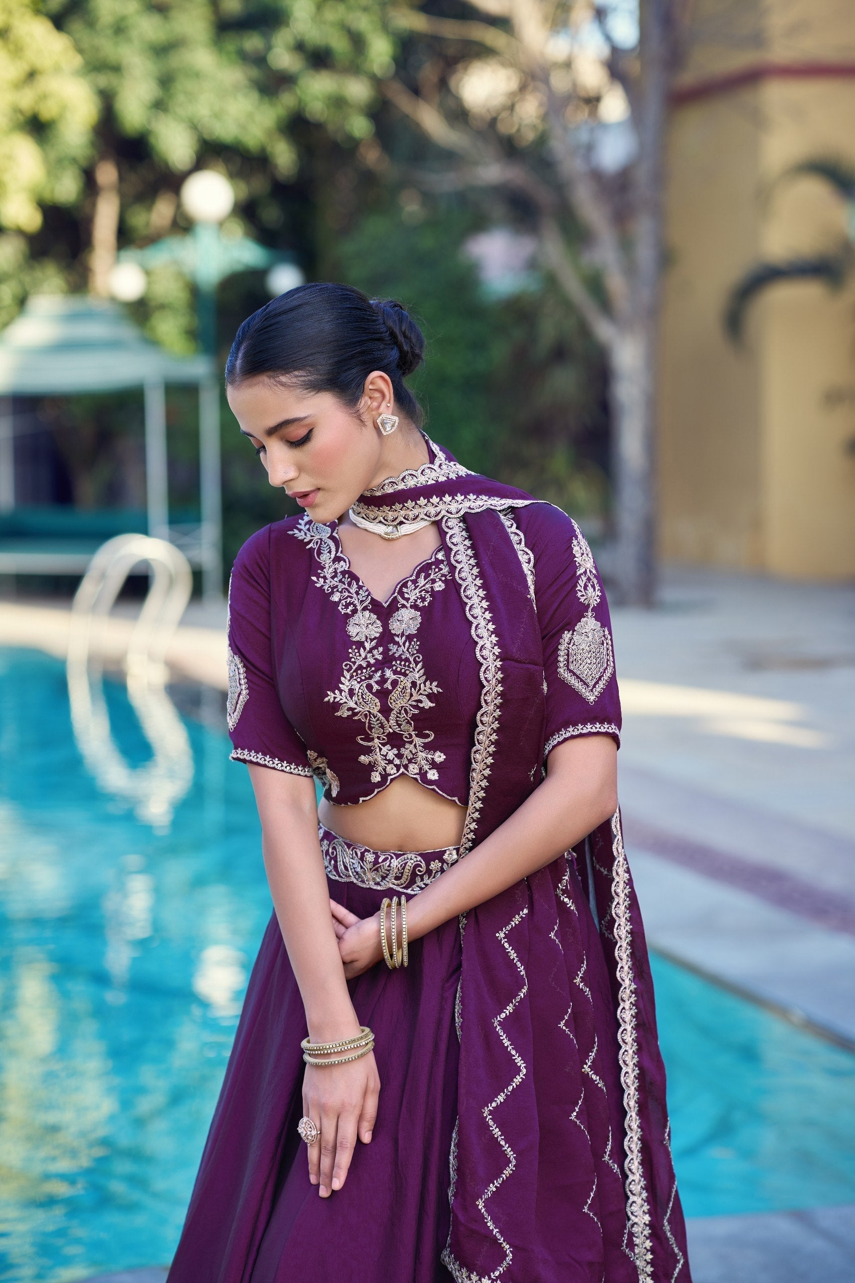 Purple Rangoli Crush Lehenga Set
