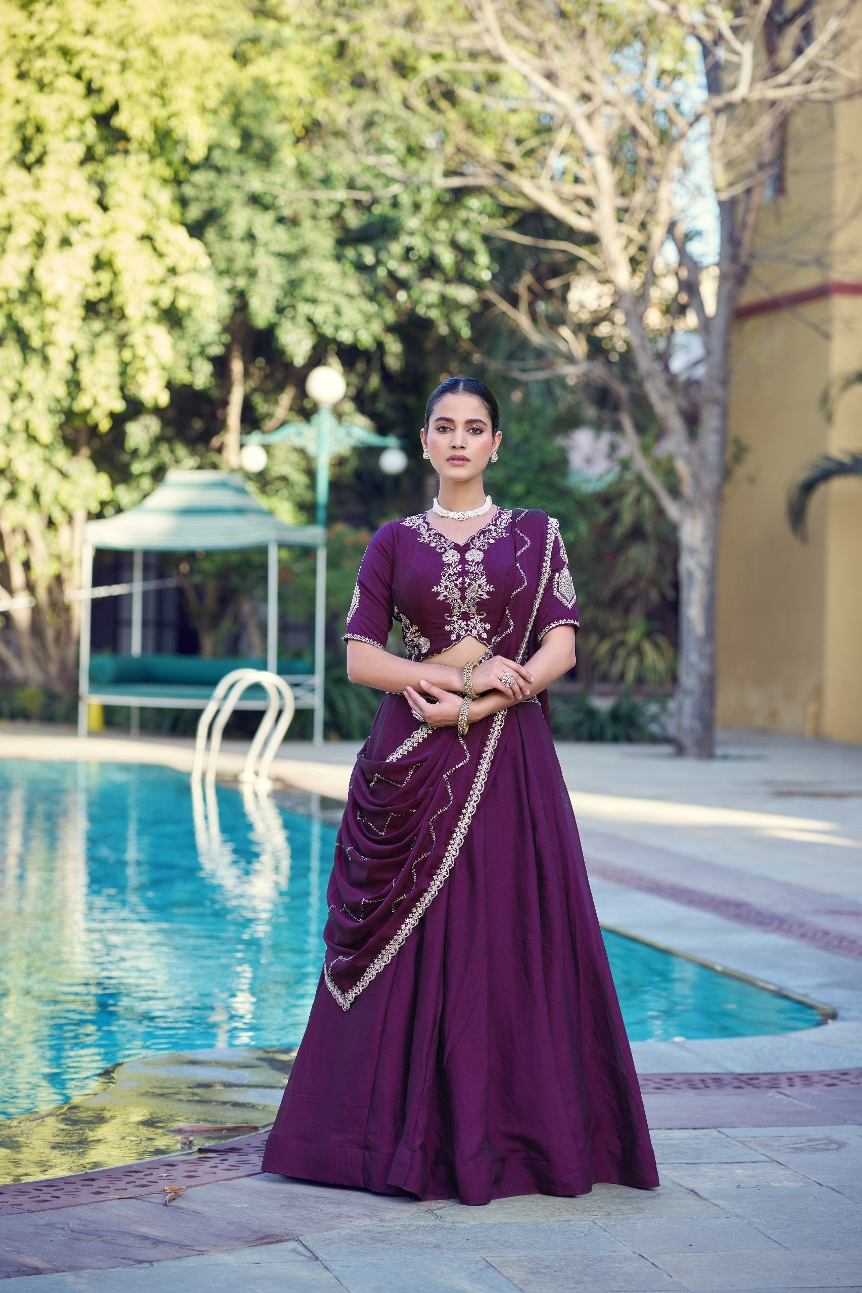 Purple Rangoli Crush Lehenga Set