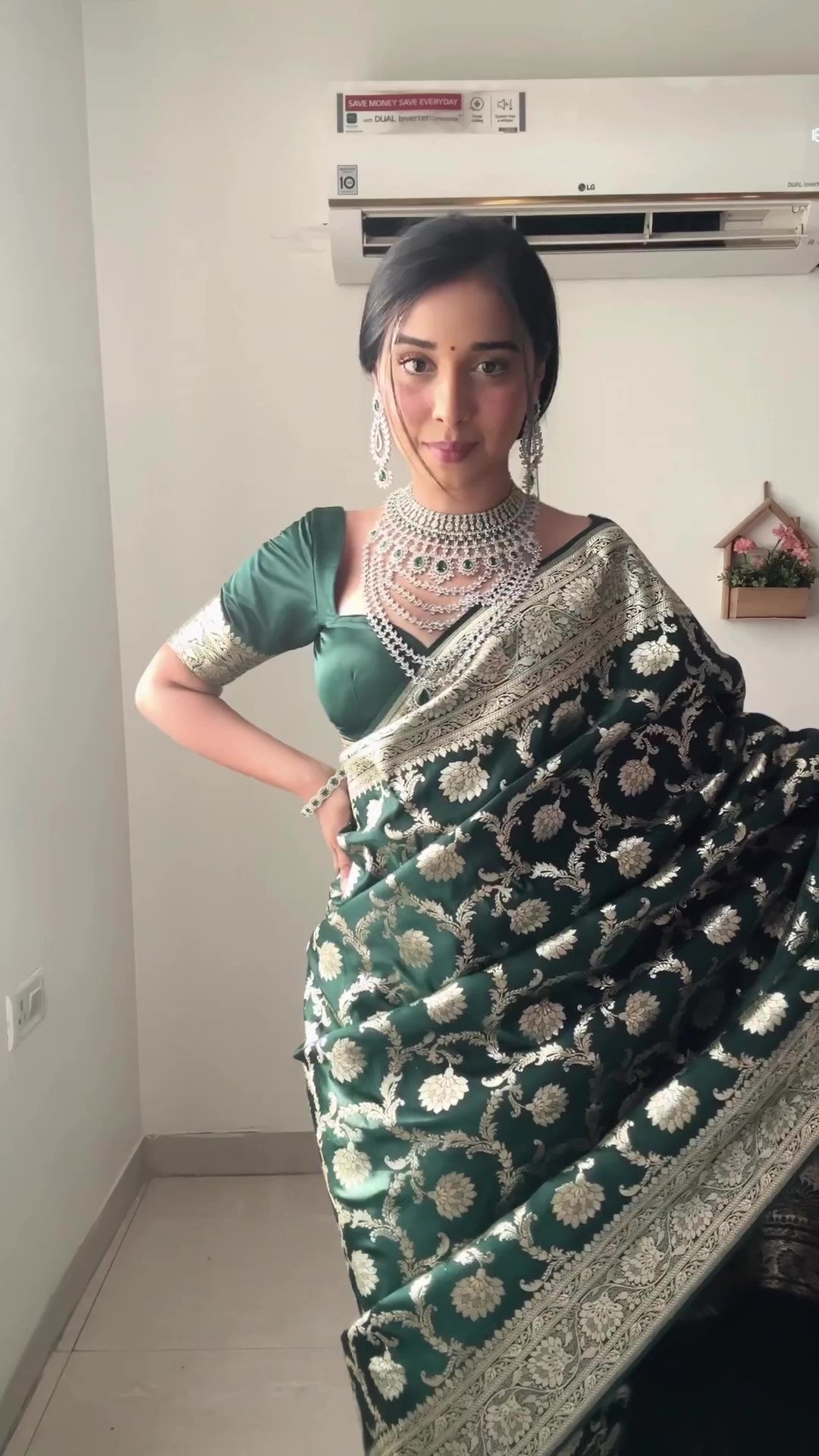 Sizzling 1-Minute Ready To Wear Green Soft Silk Saree