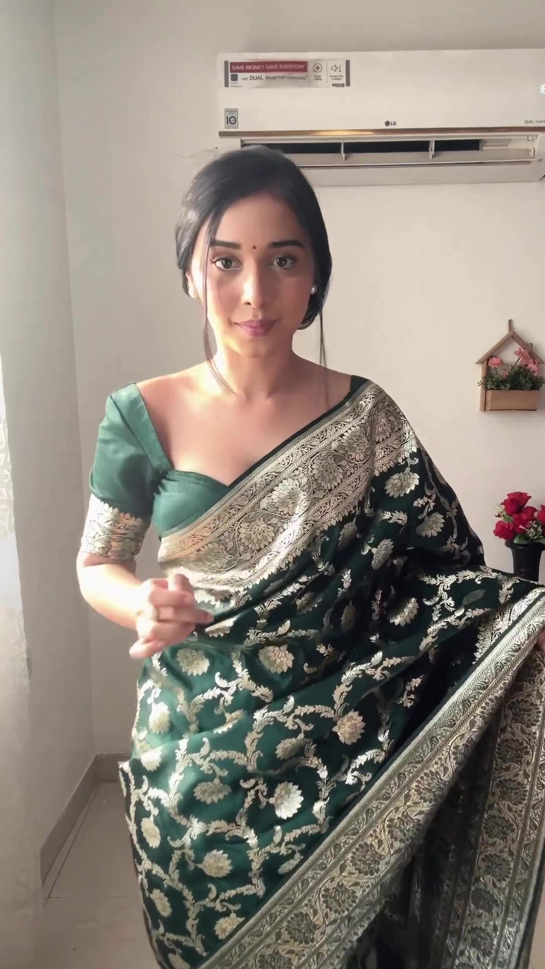 Sizzling 1-Minute Ready To Wear Green Soft Silk Saree