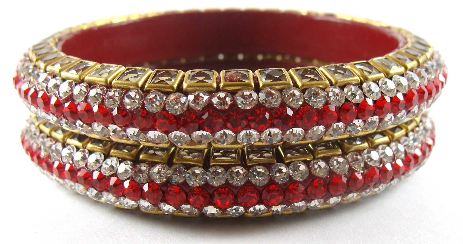 Sukriti Kundan Red Lac Bangle - Set of 2