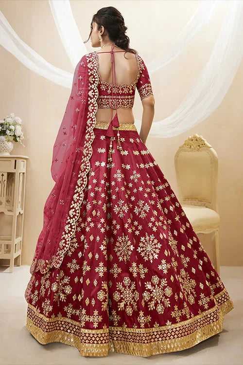 Red Color Heavy Luxary Zari Embroidered Lehenga Choli with Dupatta Set