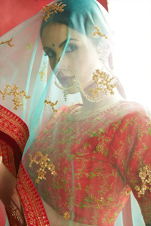 Rose -Pink Floral Print Lehenga Choli With Dupatta