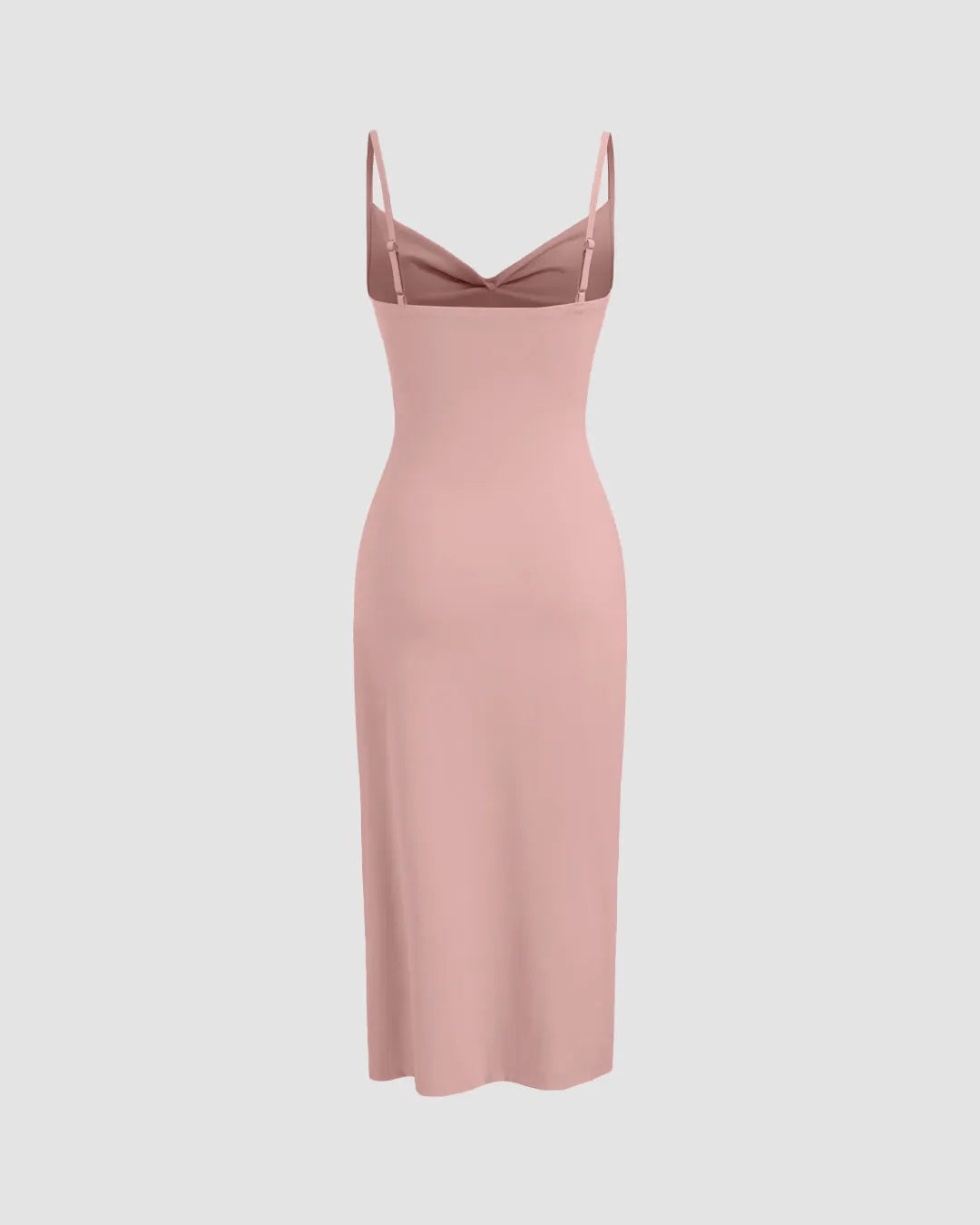 Rose Ruched Bodycon Midi Dress with Spaghetti Straps