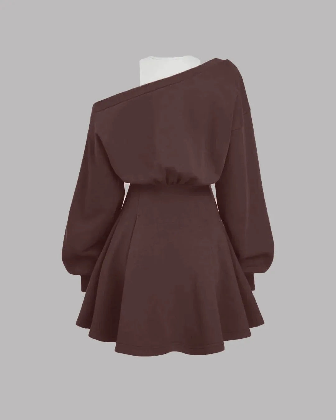 Round Neckline Asymmetrical Ruffle Mini Dress