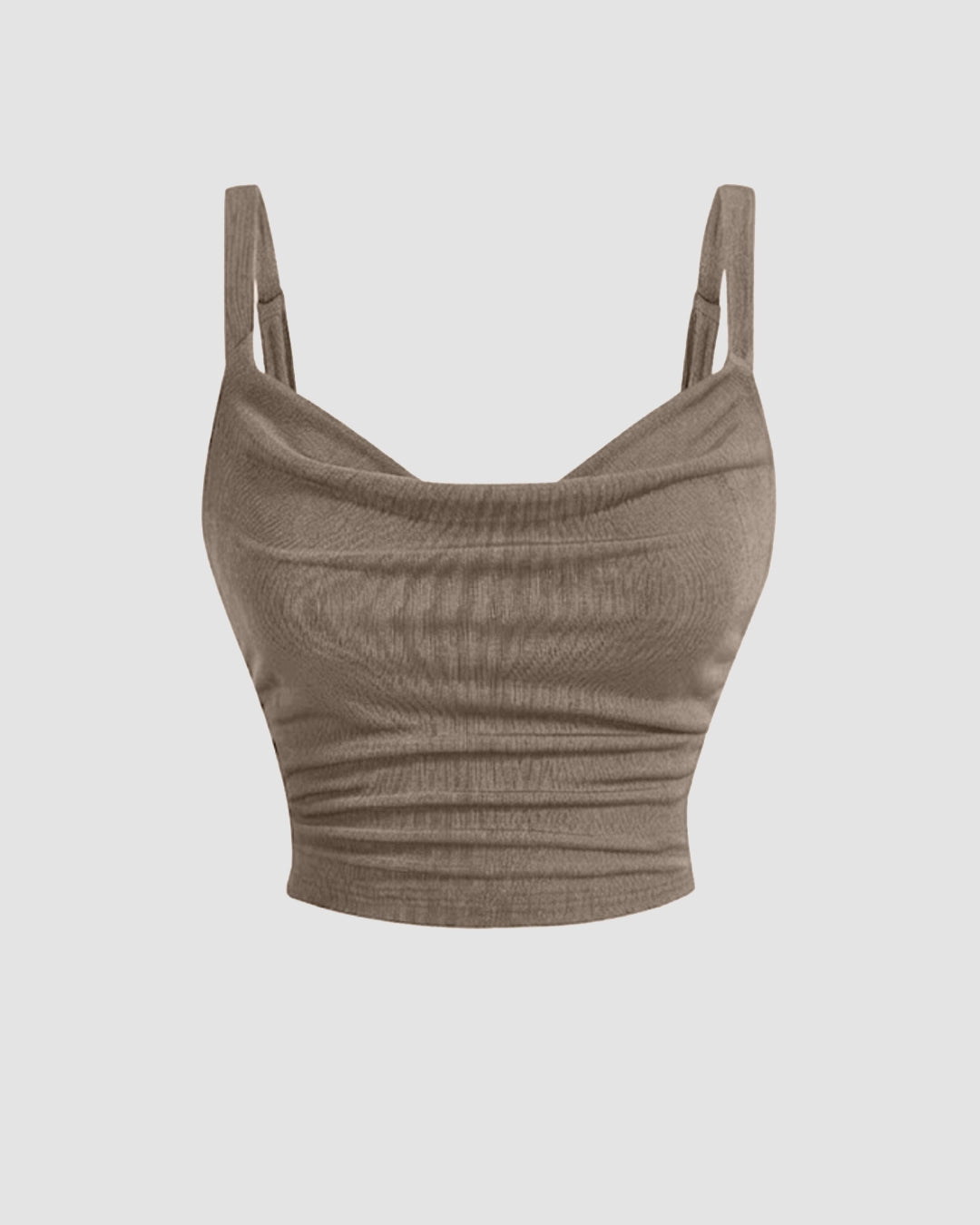 Ruched Cowl Neck Cami Top in Grey