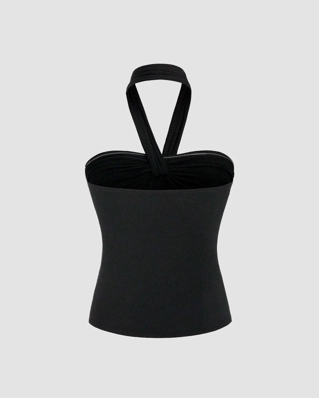 Ruched Halter Crop Top in Black