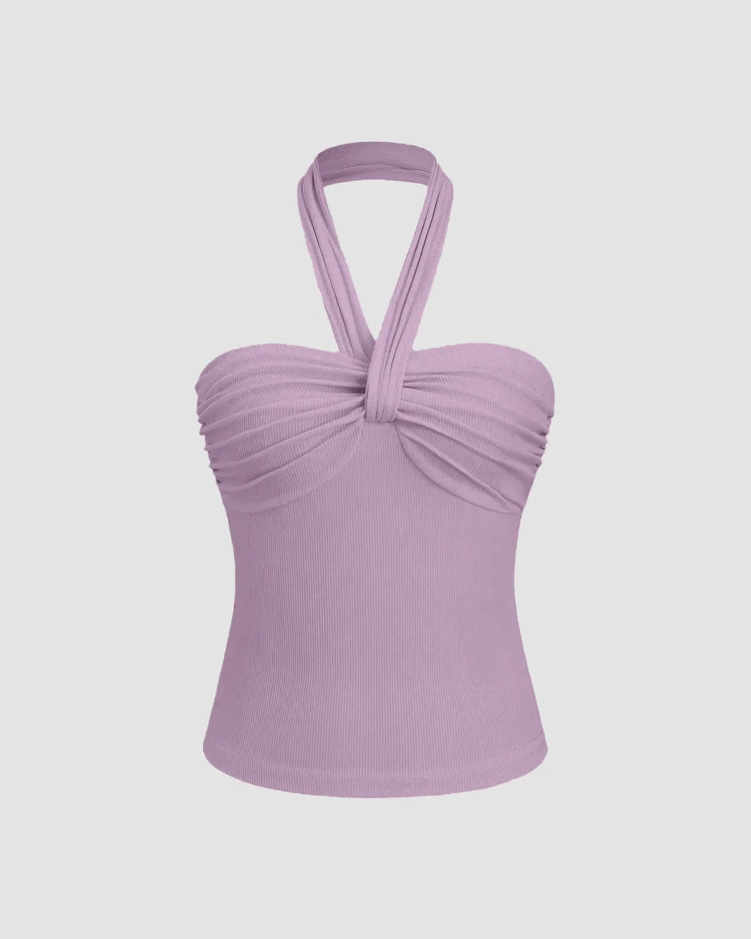 Ruched Halter Crop Top in Lilac