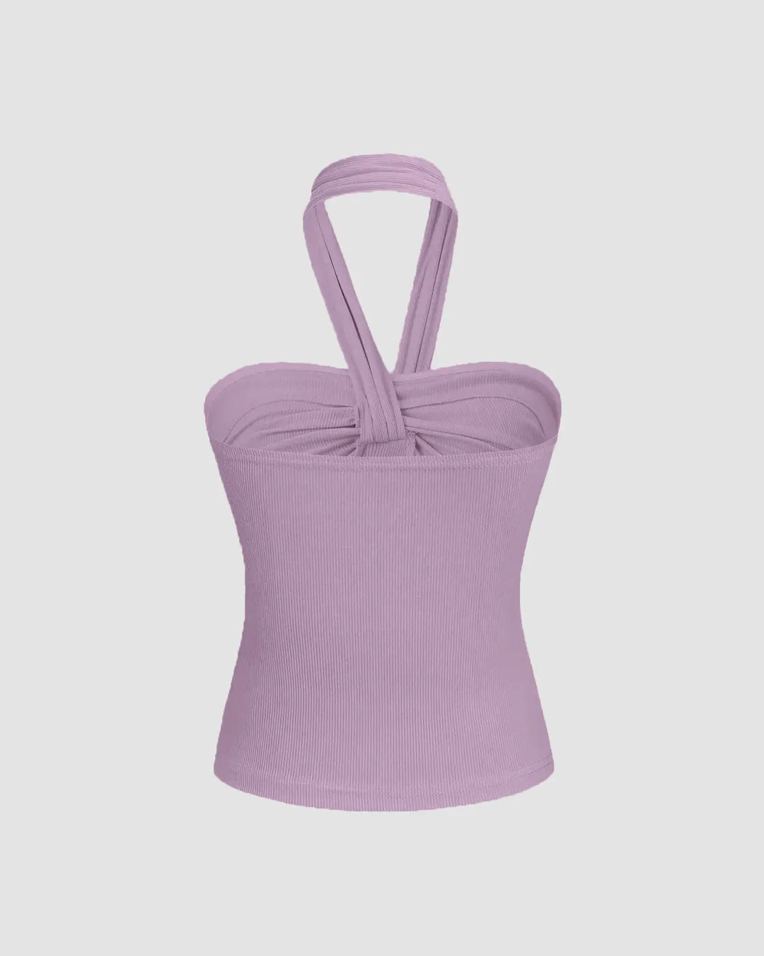 Ruched Halter Crop Top in Lilac