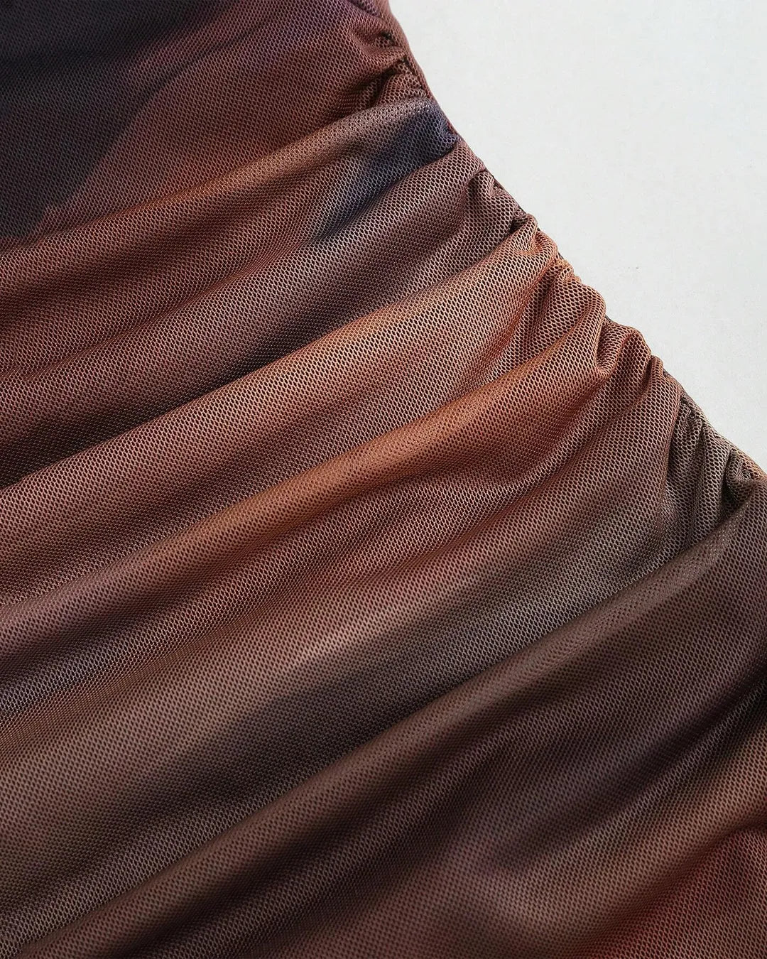 Ruched Sheer Mesh Mermaid Hem Dress