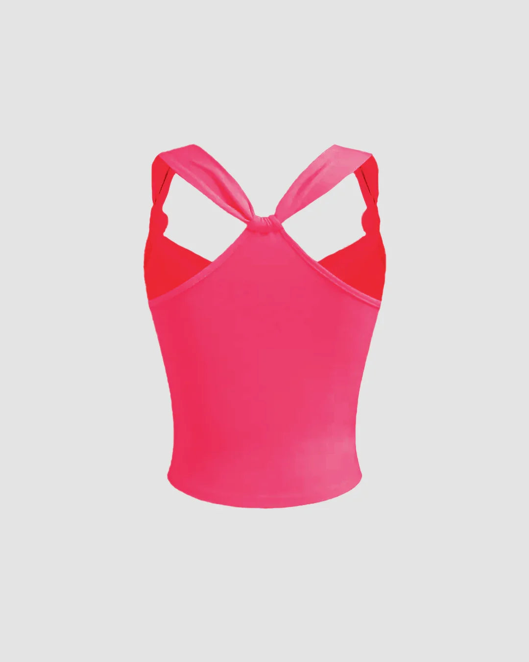 Ruched Strap Sweetheart Neck Top in Hot Pink