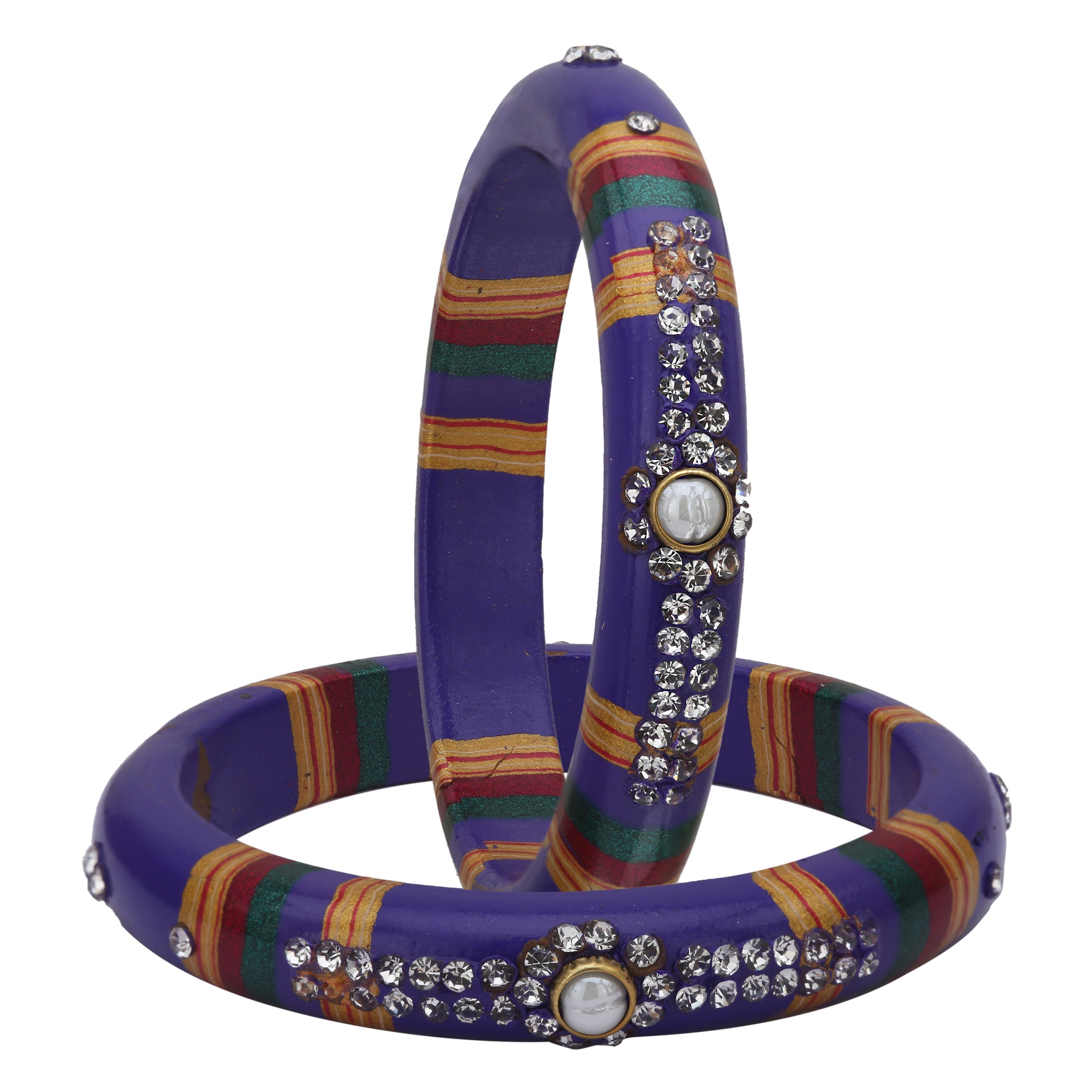 Sukriti Rajasthani Traditional Laharia Blue Lac Kadaa Bangles for Women – Set of 2