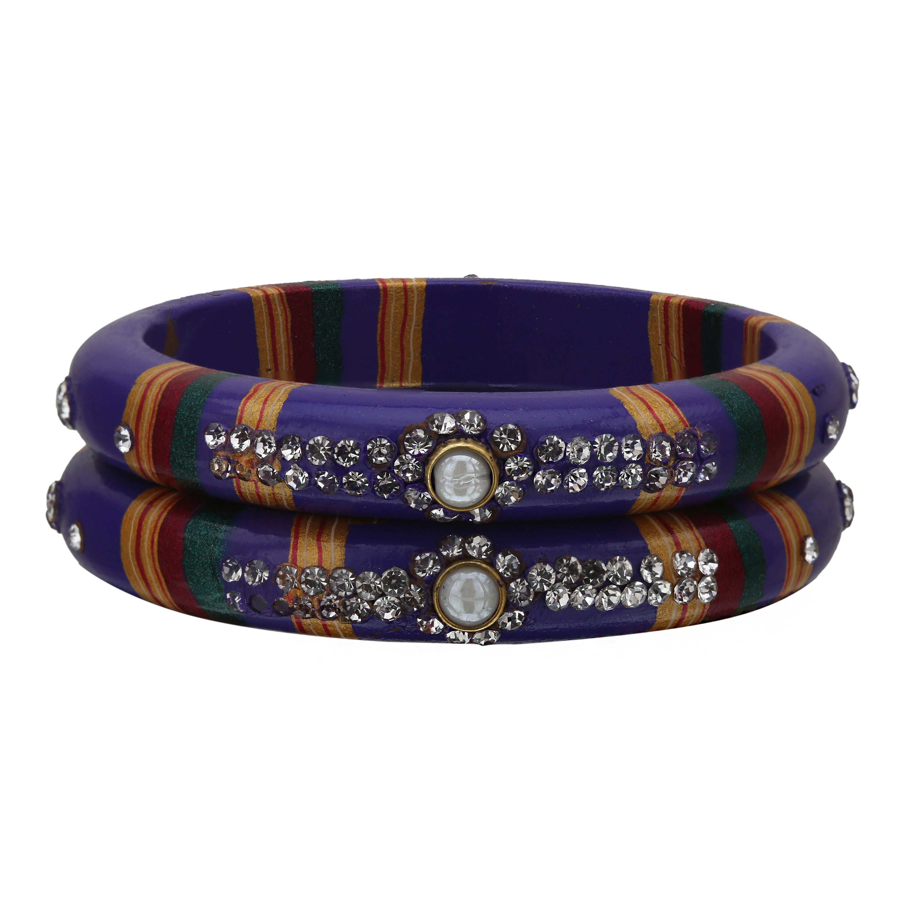 Sukriti Rajasthani Traditional Laharia Blue Lac Kadaa Bangles for Women – Set of 2