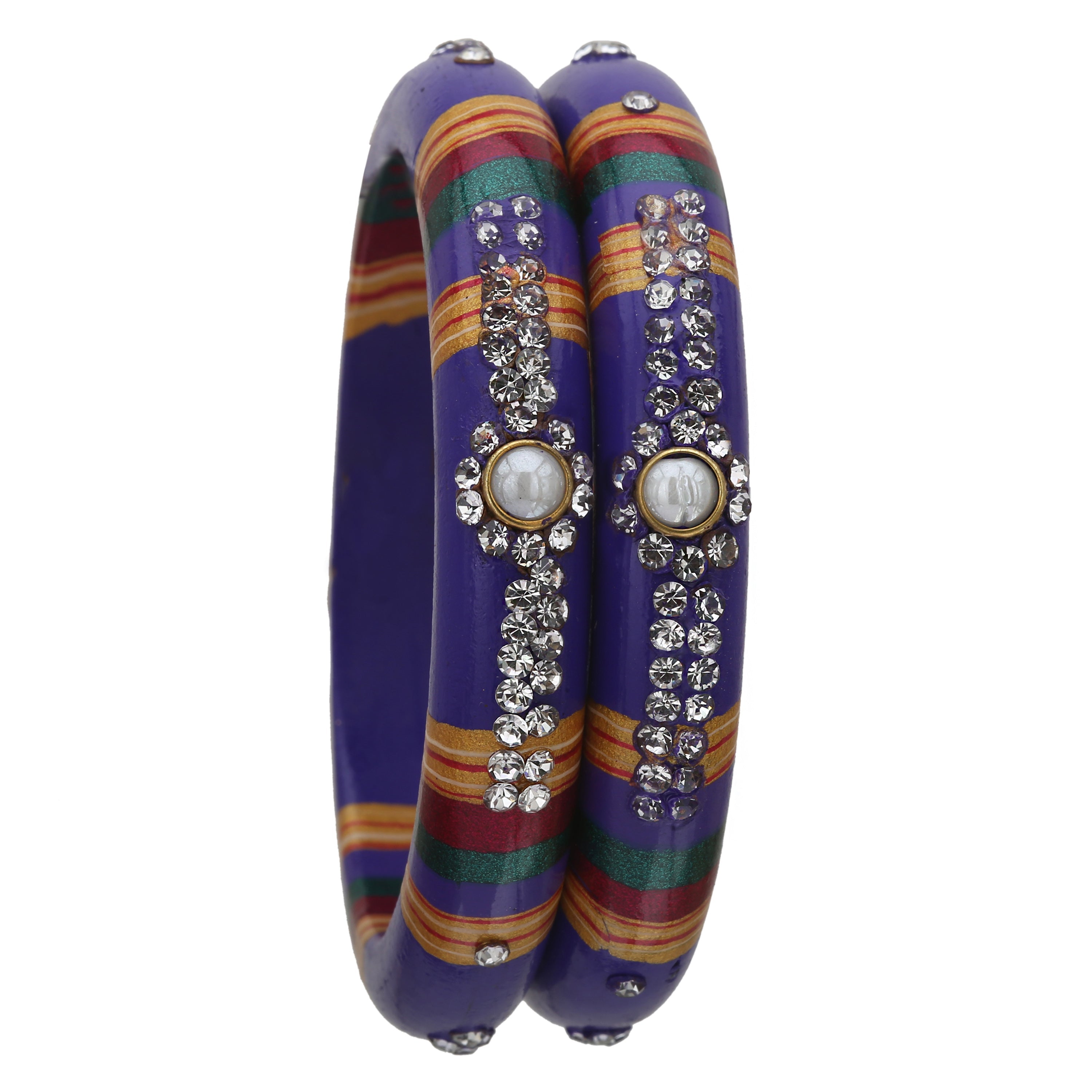Sukriti Rajasthani Traditional Laharia Blue Lac Kadaa Bangles for Women – Set of 2