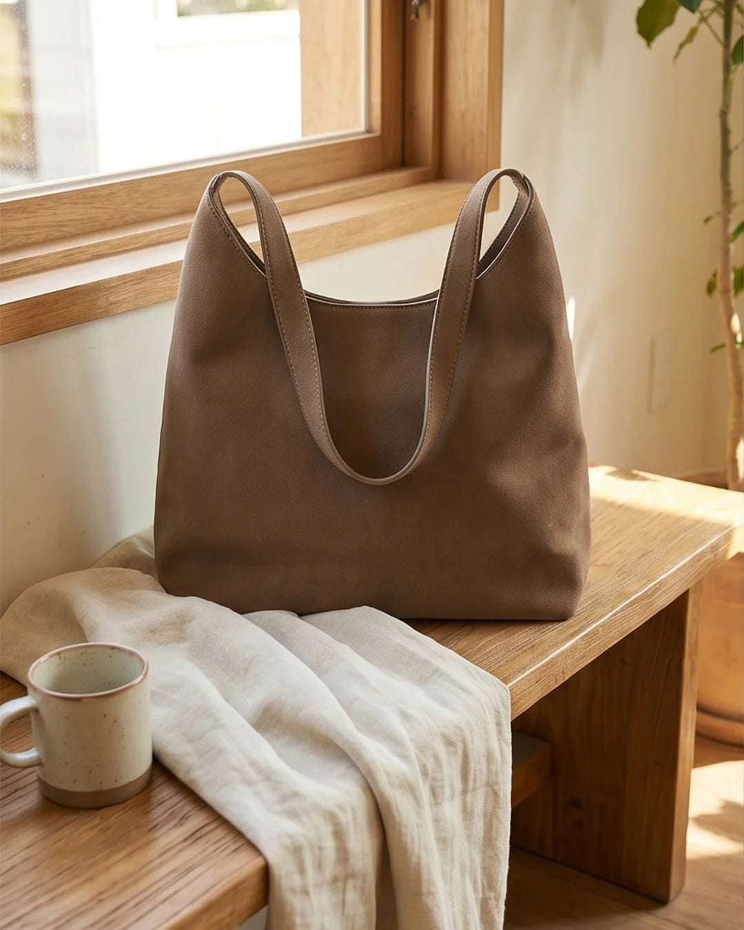 Soft Slouchy Shoulder bag in Mocha Brown