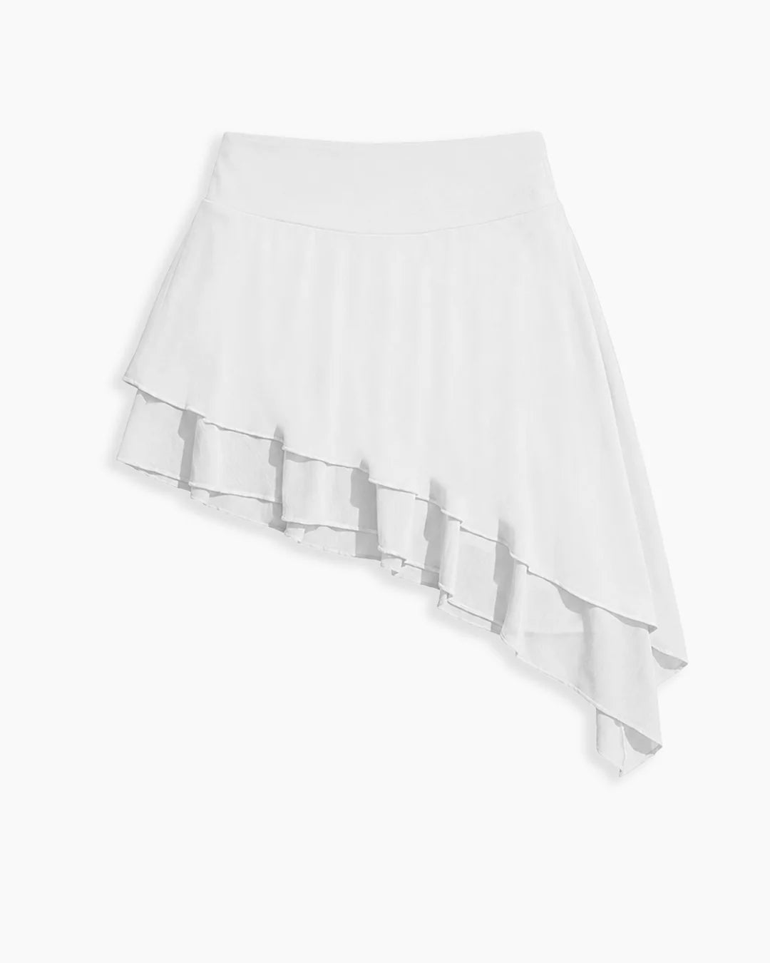 Asymmetric Layered Flare Mini Skirt in Off White