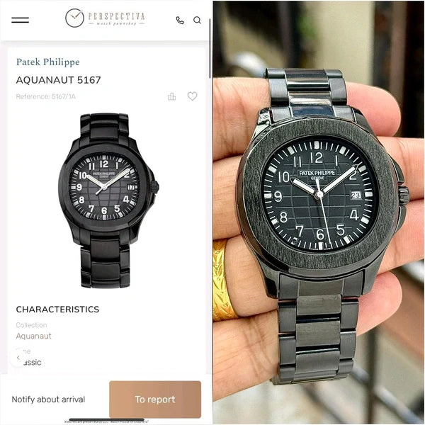 Nautilus Steel Watch With Sapphire Crystal Display