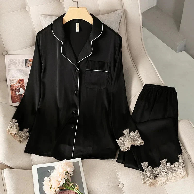 Dream Satin Pajamas Set 2.0 – Luxurious Faux Silk Sleepwear for Women