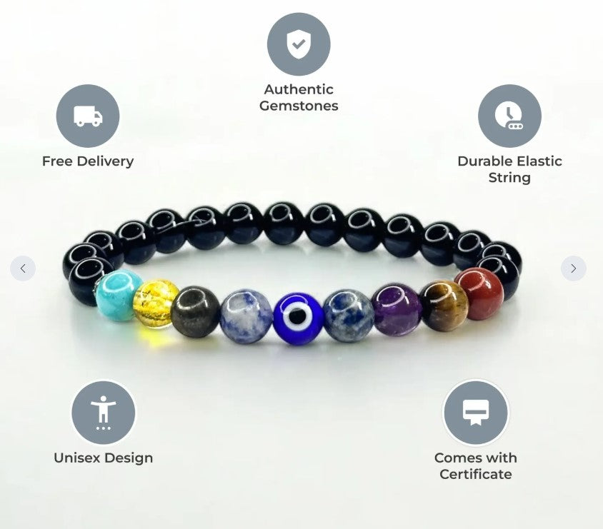 Premium 9 Stone Chakra Bracelet for Positive Vibes – Buy 1 Get 1 FREE