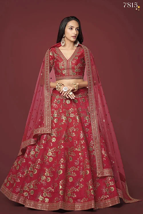 Shop Red Embroidered Lehengas Online For Women
