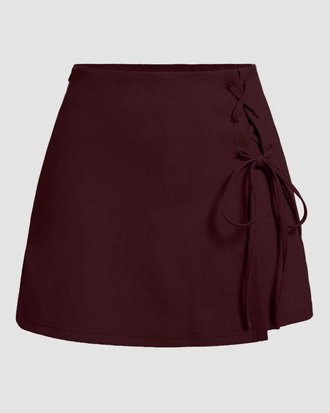 Side Lace-Up Wrap Mini Skirt in Chocolate