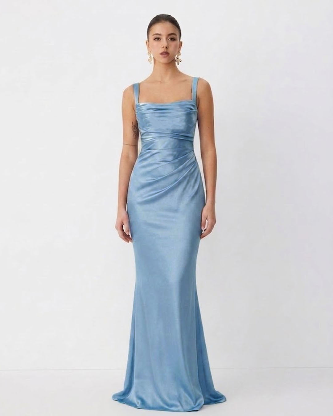 Sleeveless Fitted Maxi Dress in Baby Blue