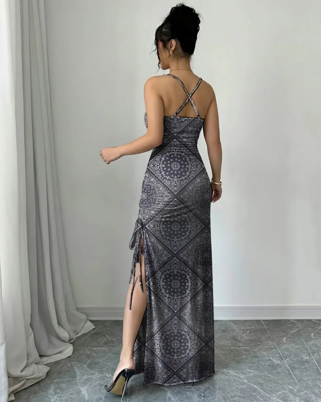 Sleeveless Printed Long Bodycon Dress