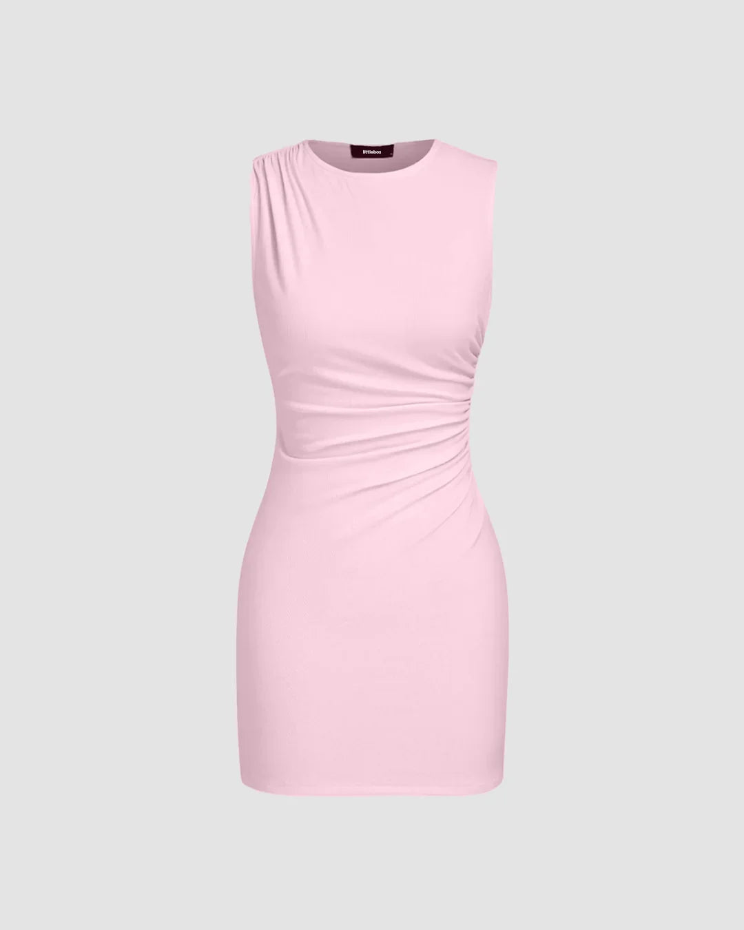 Sleeveless Ruched Mini Dress In Baby Pink