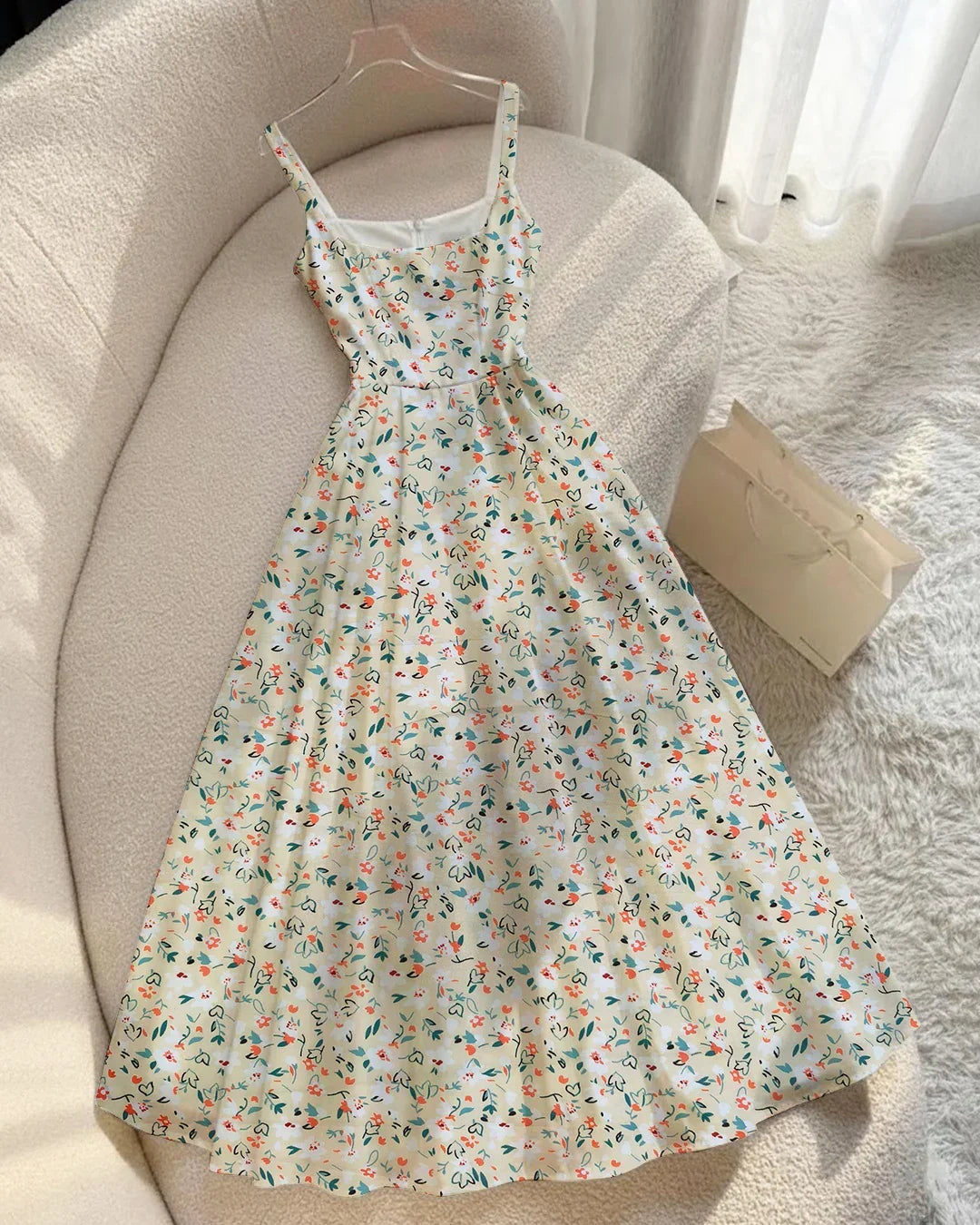 Sleeveless Square Neck Fit & Flare Floral Maxi Dress