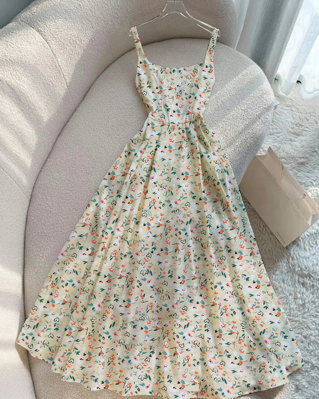 Sleeveless Square Neck Fit & Flare Floral Maxi Dress