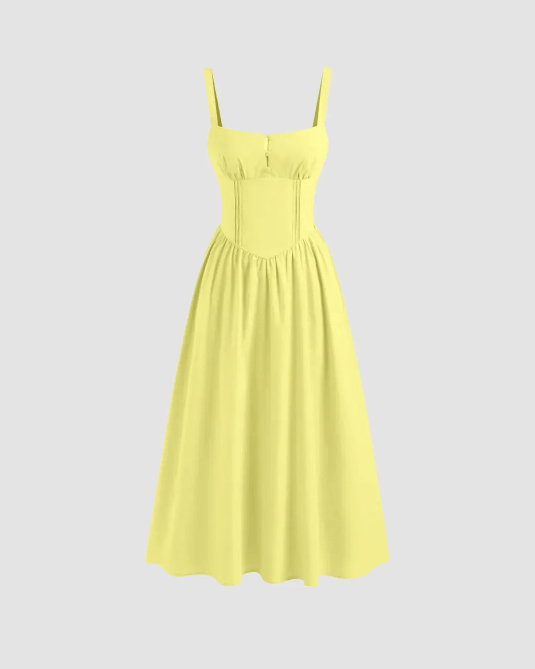 Sleeveless Tie Strap Midi Dress in Yellow