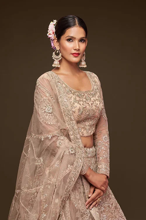 Royal Beige Marriage Lehenga Choli with Dupatta