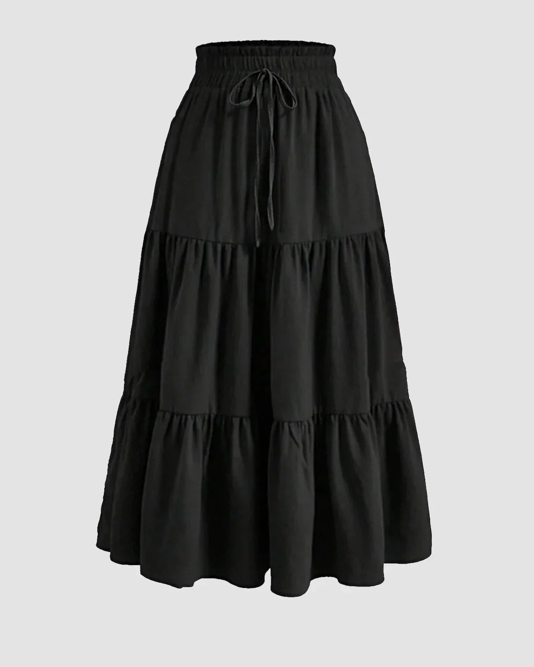 Solid Black Flowy Boho Skirt
