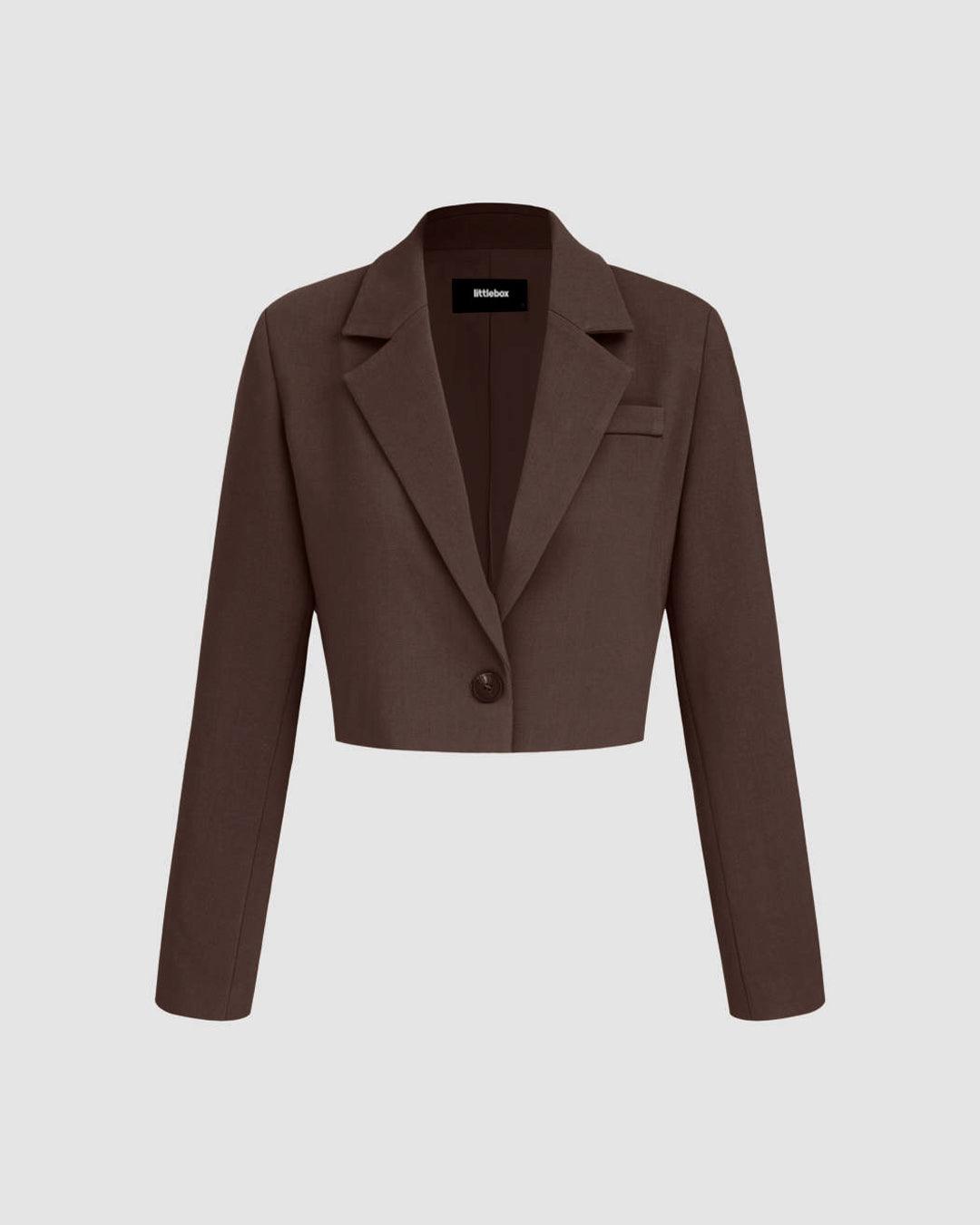 Solid Collar Button Down Blazer