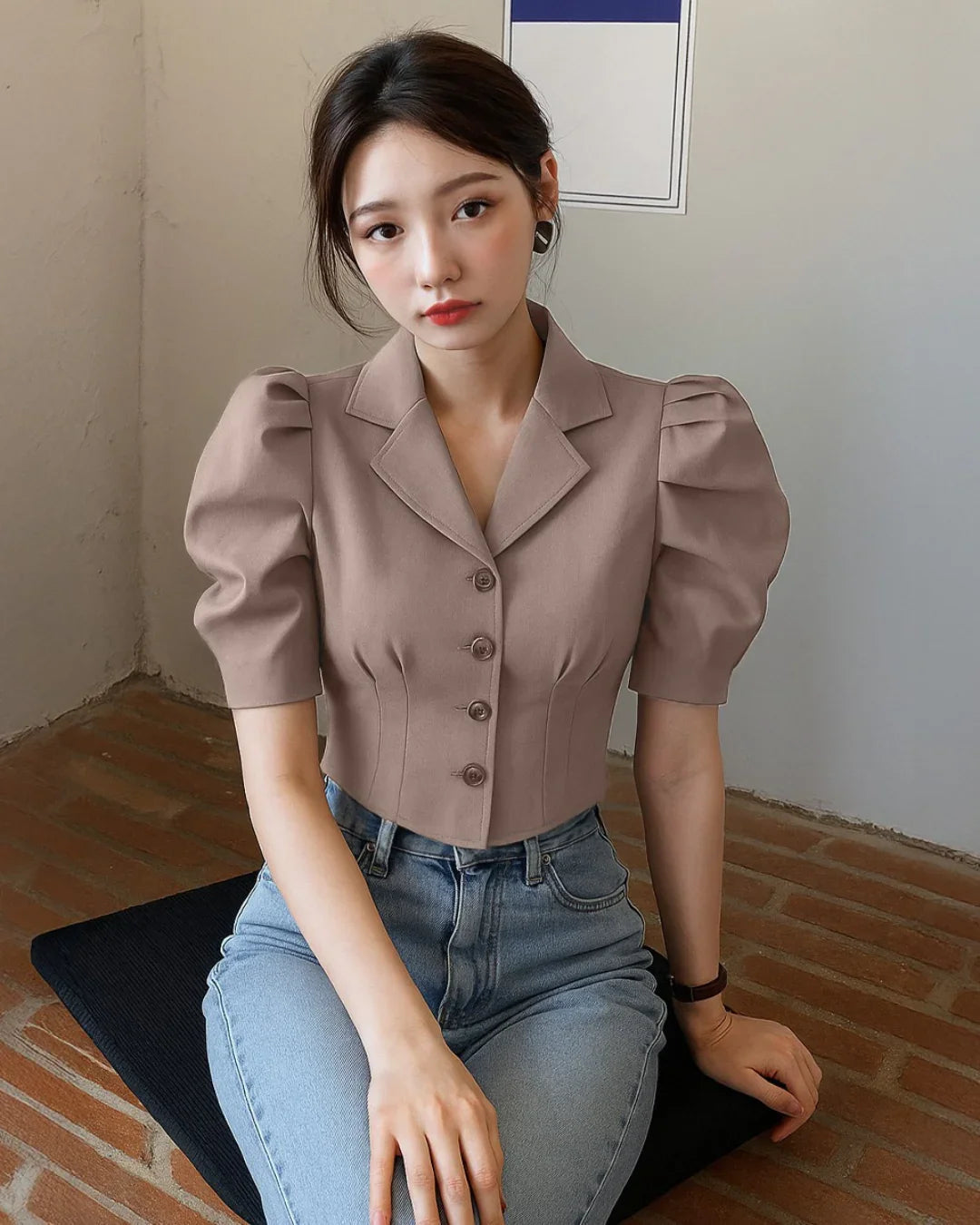 Solid Color Back to School Vintage Shirt In Cappuccino